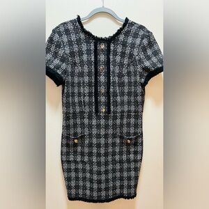 Express Black and White Plaid Mini Dress